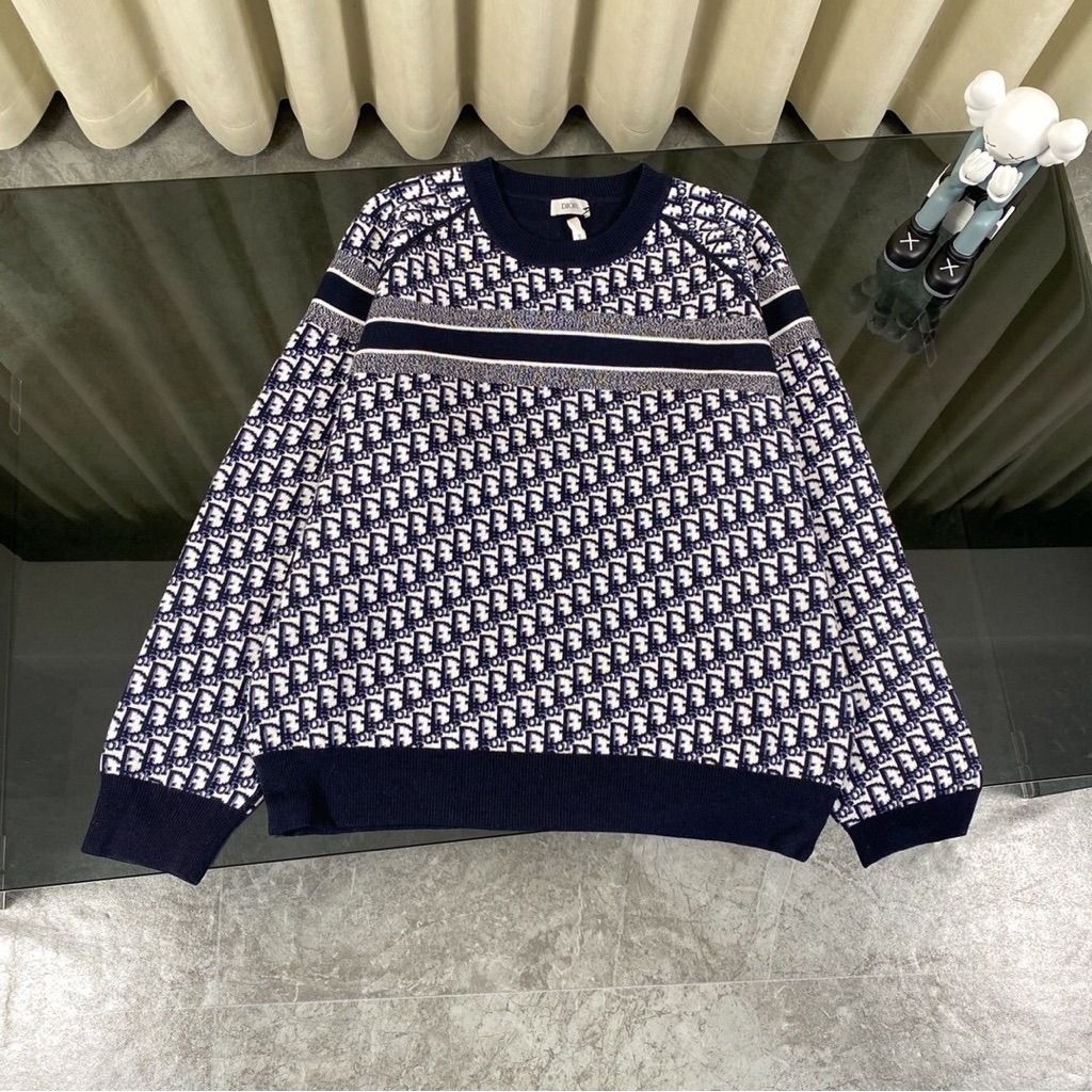 Dior Navy And White Crewneck Sweater